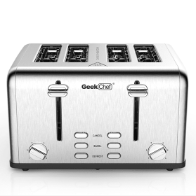 Wide Slot Multi Slice 4 pcs Toaster Dual Control Panel 1.5in4 Slots 6 Type Toast Cover Set High Lift Bar Bagel / Thaw / Cancel 3 features vintage sty
