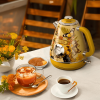 1.7L / 57.5 oz electric kettle food grade 304 stainless steel, instrument type dial thermometer flower watermark painting process fast boiling 1200W c