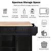 Kitchen Cart with Rubber wood Drop-Leaf Countertop ,Cabinet door internal storage racks,Kitchen Island on 5 Wheels with Storage Cabinet and 3 Drawers