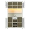 70" Kitchen Pantry Storage Cabinet Rustic Buffet Cabinet, Kitchen Hutch Cabinet with LED Outlets Food Pantry Cabinet with Doors and Shelves Wine Rack