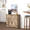Farmhouse Sideboard Buffet Cabinet, Wooden Accent Cabinet, Kitchen Cabinet with Drawer and Adjustable Shelf, Oak