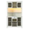 70" Kitchen Pantry Storage Cabinet Rustic Buffet Cabinet, Kitchen Hutch Cabinet with LED Outlets Food Pantry Cabinet with Doors and Shelves Wine Rack