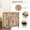 Farmhouse Sideboard Buffet Cabinet, Wooden Accent Cabinet, Kitchen Cabinet with Drawer and Adjustable Shelf, Oak