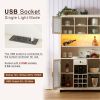 70" Kitchen Pantry Storage Cabinet Rustic Buffet Cabinet, Kitchen Hutch Cabinet with LED Outlets Food Pantry Cabinet with Doors and Shelves Wine Rack