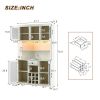 70" Kitchen Pantry Storage Cabinet Rustic Buffet Cabinet, Kitchen Hutch Cabinet with LED Outlets Food Pantry Cabinet with Doors and Shelves Wine Rack