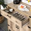Farmhouse Sideboard Buffet Cabinet, Wooden Accent Cabinet, Kitchen Cabinet with Drawer and Adjustable Shelf, Oak