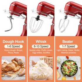3-IN-1 Electric Stand Mixer, 660W 10-Speed With Pulse Button, Attachments Include 6.5QT Bowl, Dough Hook, Beater, Whisk For Most Home Cooks, Empire Re (Colour: Red)