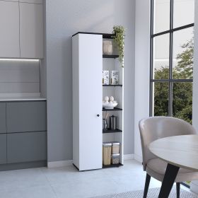 Hoyt Kitchen Pantry Storage Cabinet With and Five Interior and Exterior Shelves (Color: as Pic)